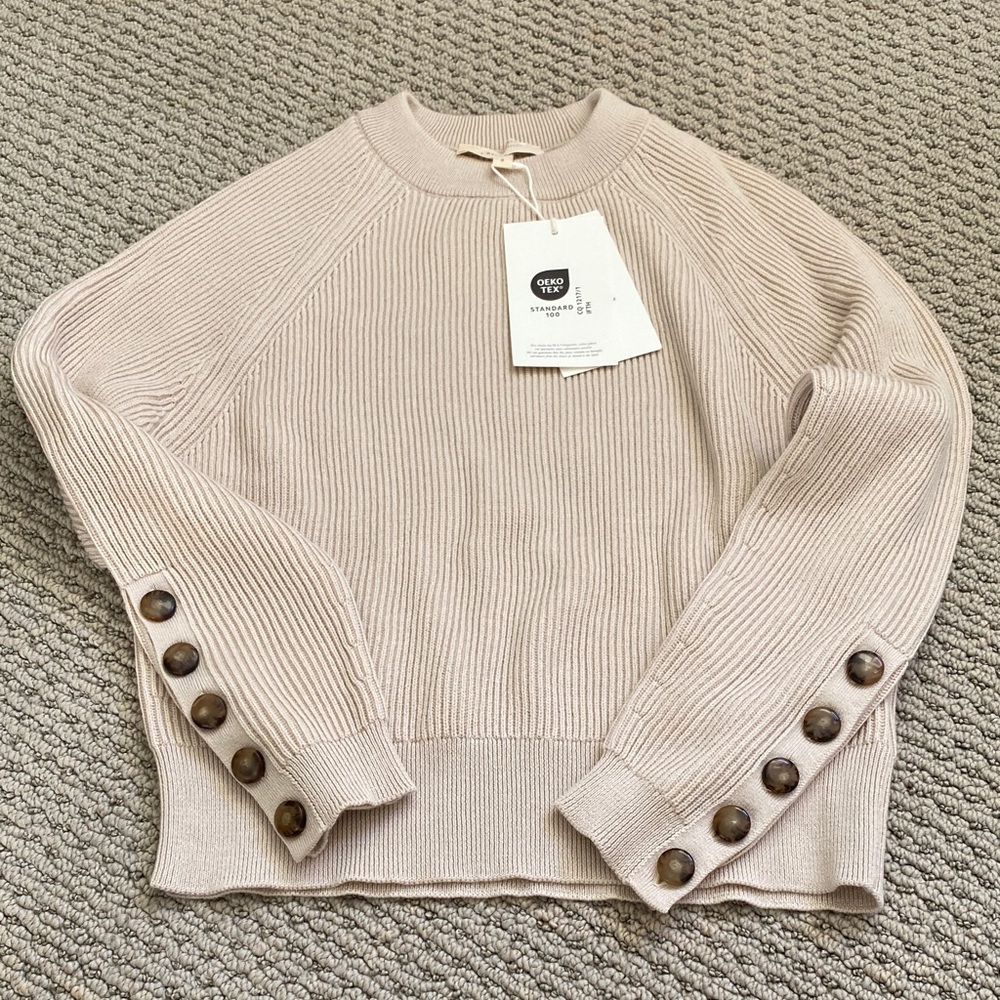 Sézane Sami sweater Light Beige with Button Details